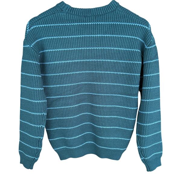 Universal Standard Striped Pullover Sweater 4XS NWT 2XS Green Blue Prep 90s Y2K - Picture 2 of 6